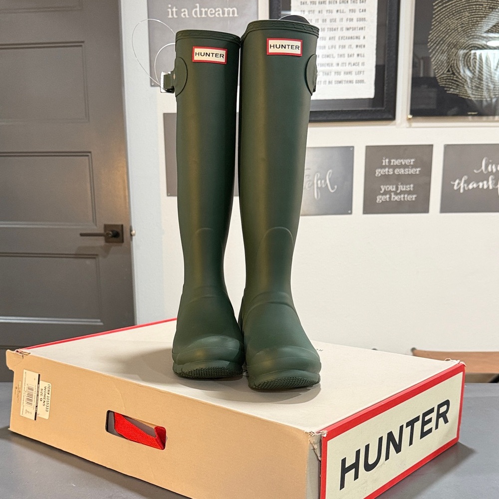 Hunter Forest Green Knee-High Boots